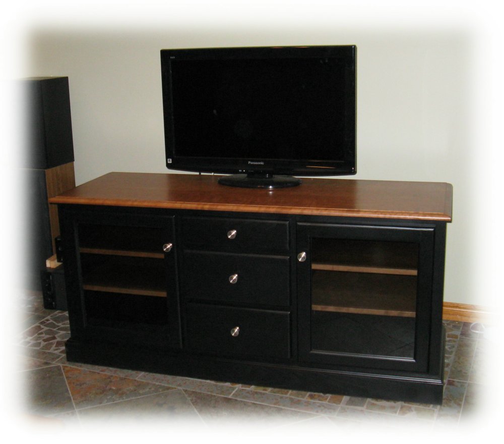 black stereo cabinet