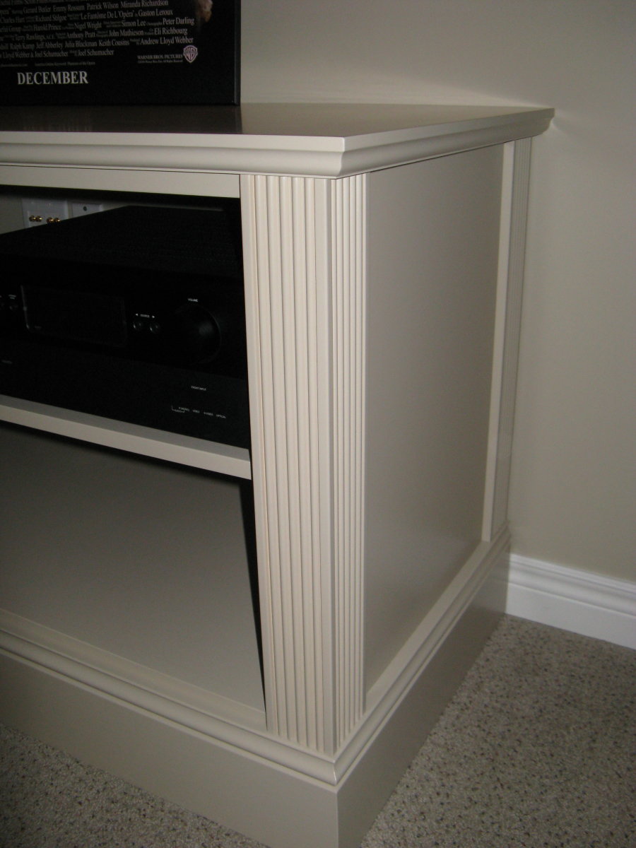 white stereo cabinet close up 
