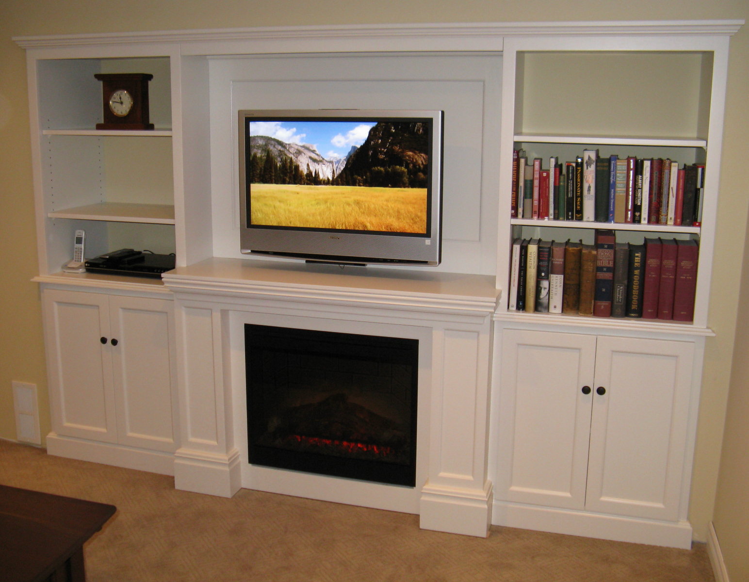 White fire place cabinet